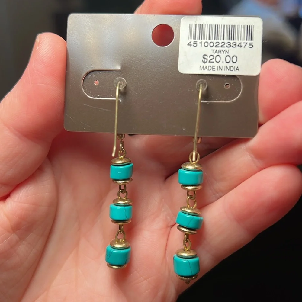 Chico’s Southwestern Turquoise Gold Tone Dangle Earrings